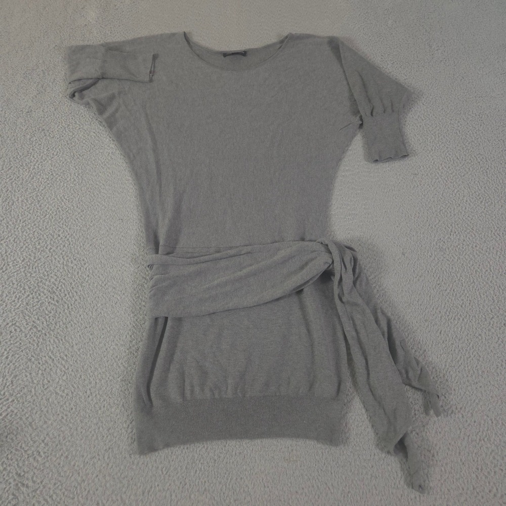 VINTAGE Banana Republic Dress Womens S Gray Fine-Knit Dolman Tie-Waist Silk 00s